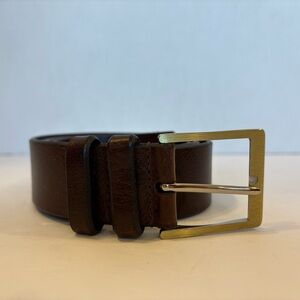 Remo Tulliani 1 1/2” brown leather belt brass buckle size 40
